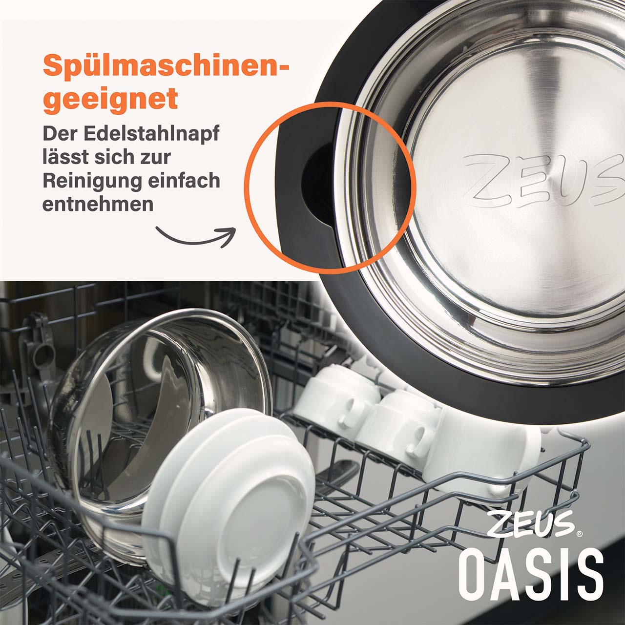 Spülmaschinenfester Edelstahlnapf