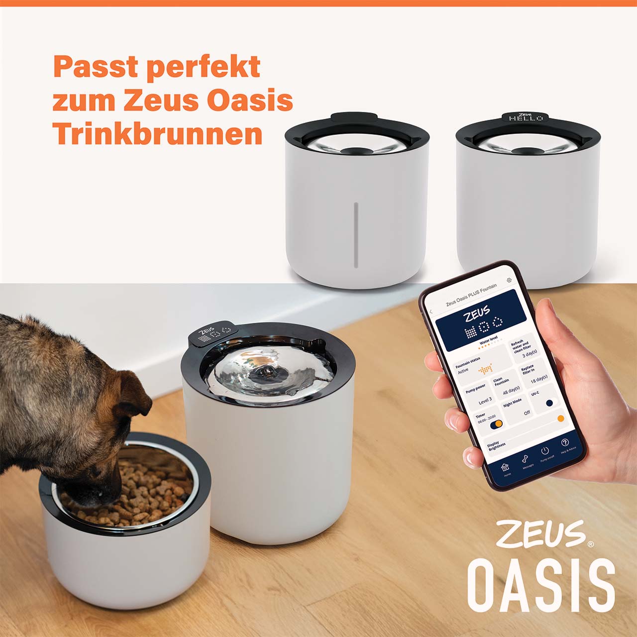 Passt perfekt zum Zeus Oasis Trinkbrunnen
