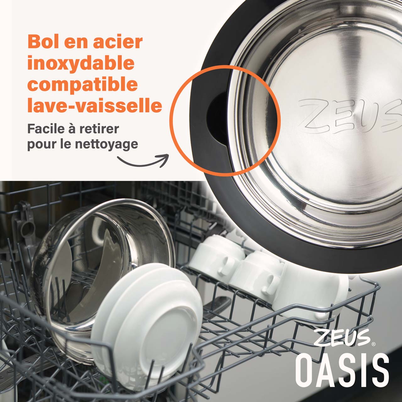 Bol en acier inoxydable allant au lave-vaisselle