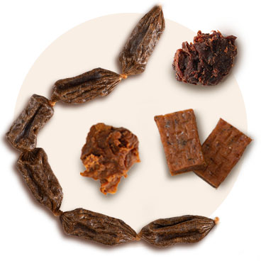 Top view of different Zoë Meat Market snacks laying next to each other