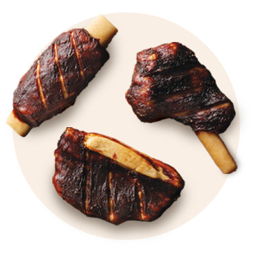 Top view of different Zoë Better Bones BBQ laying next to each other