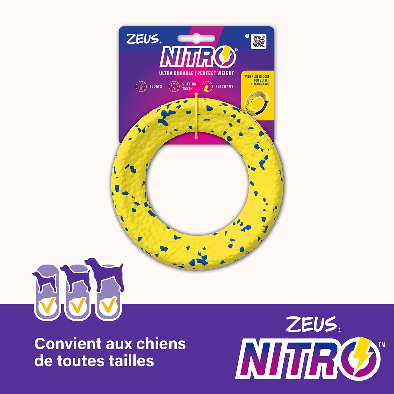 Emballage de l’anneau NITRO avec noyau en caoutchouc Zeus NITRO.